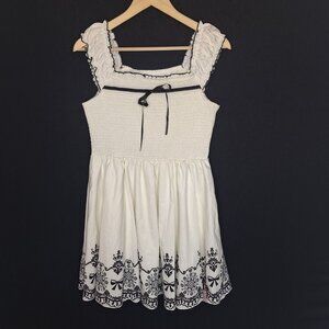 NWOT Smocked Cottagecore Lined Dress Size M Milkmaid Balletcore Romantic Preppy